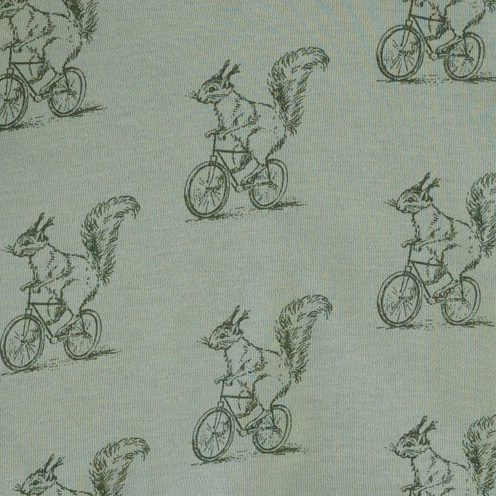 long sleeve jade set 2.0 | squirrels on bike | organic cotton interlock