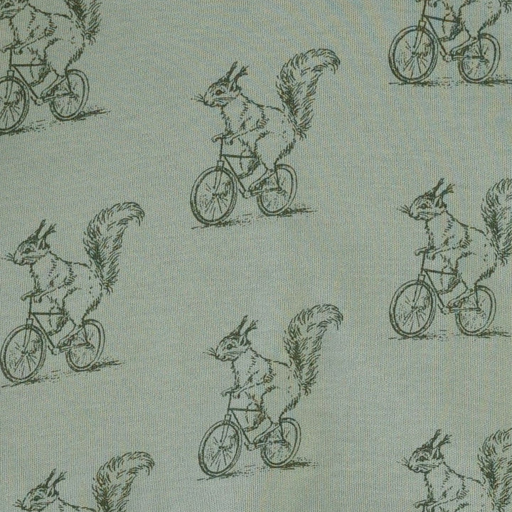 long sleeve jade set 2.0 | squirrels on bike | organic cotton interlock