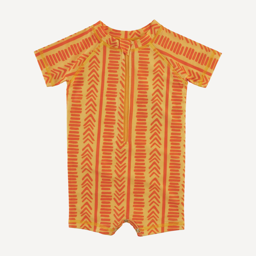 short sleeve zip front rash guard shortie | boho stripe | swim