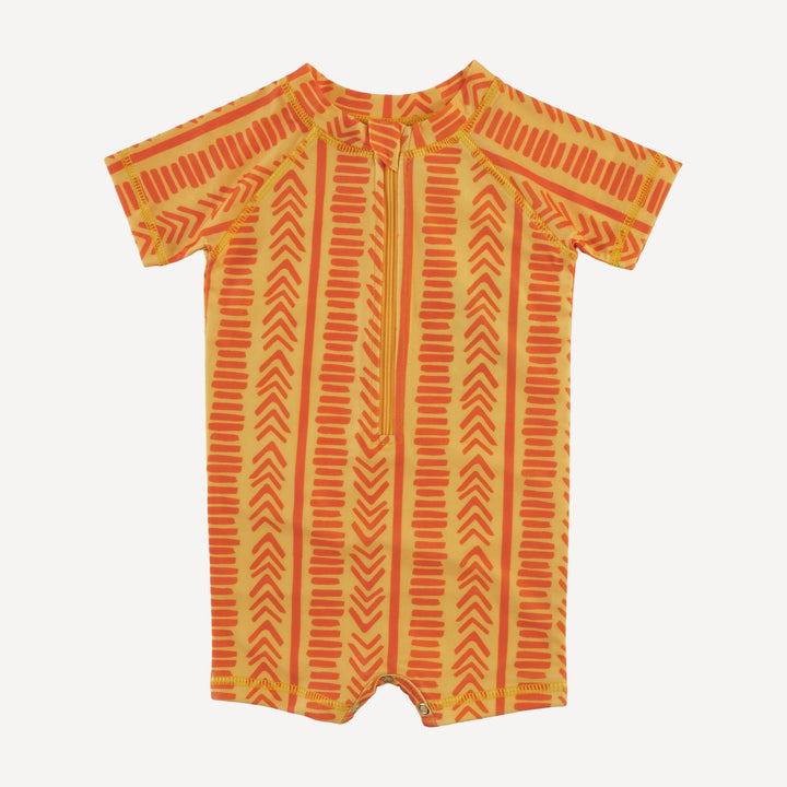 short sleeve zip front rash guard shortie | boho stripe | swim