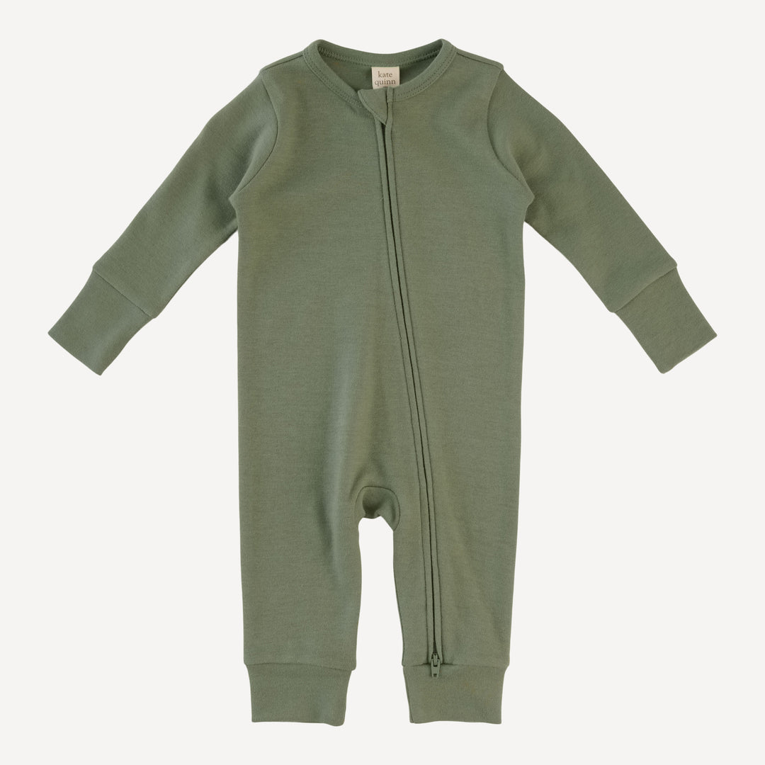 long sleeve zipper jumpsuit | sea spray | organic cotton interlock