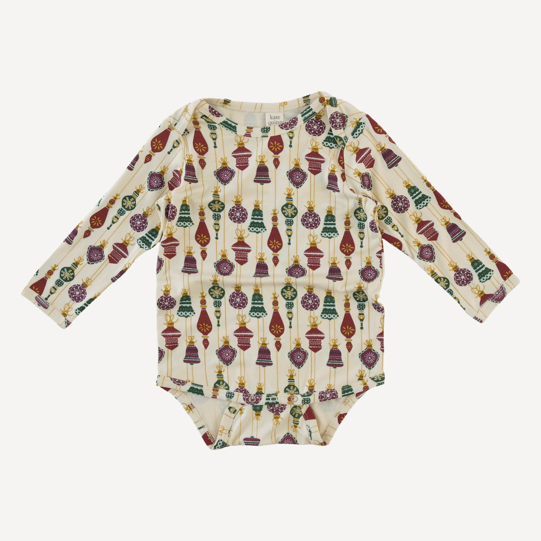 long sleeve lap neck bodysuit | vintage ornaments | bamboo