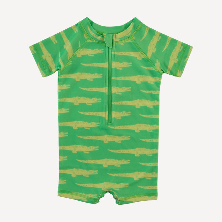 short sleeve zip front rash guard shortie | alligator | swim