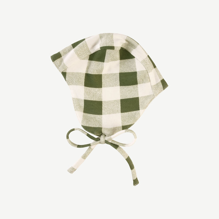 flight hat | green gingham | organic cotton interlock