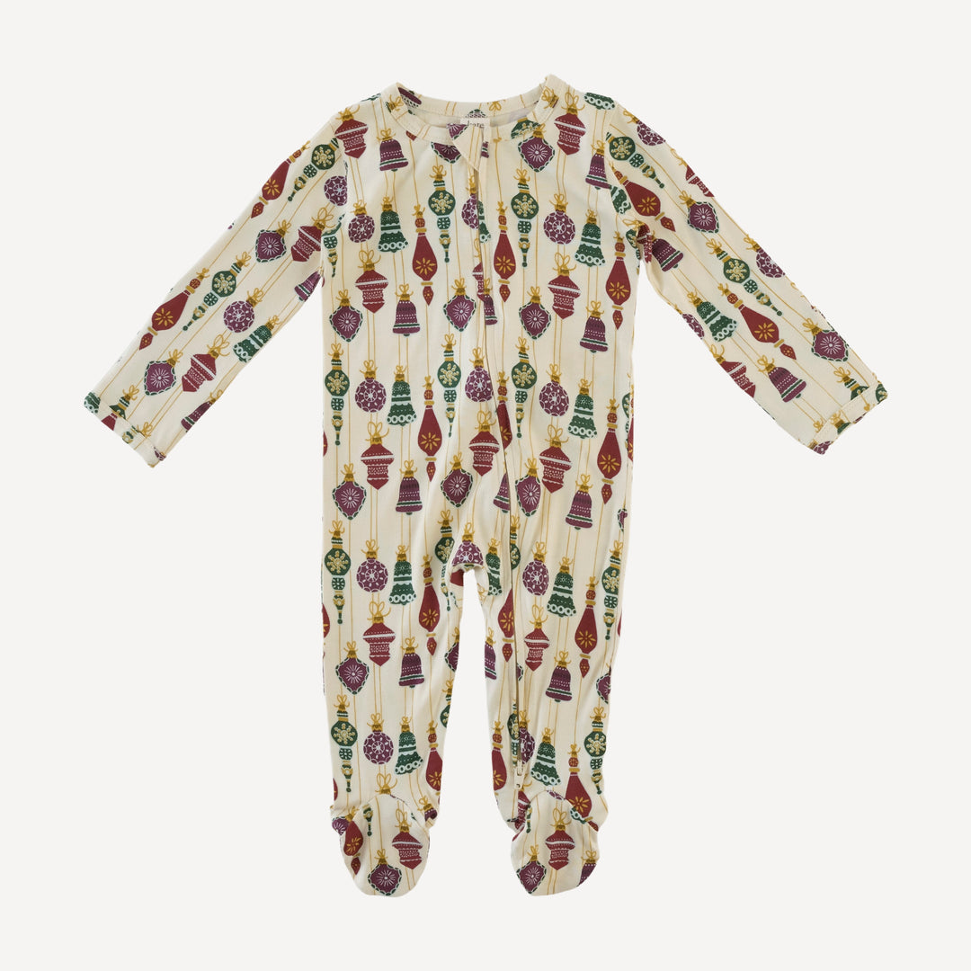 long sleeve two way zipper footie | vintage ornaments | bamboo
