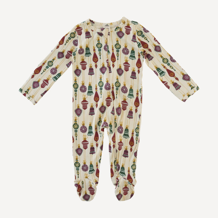 long sleeve two way zipper footie | vintage ornaments | bamboo