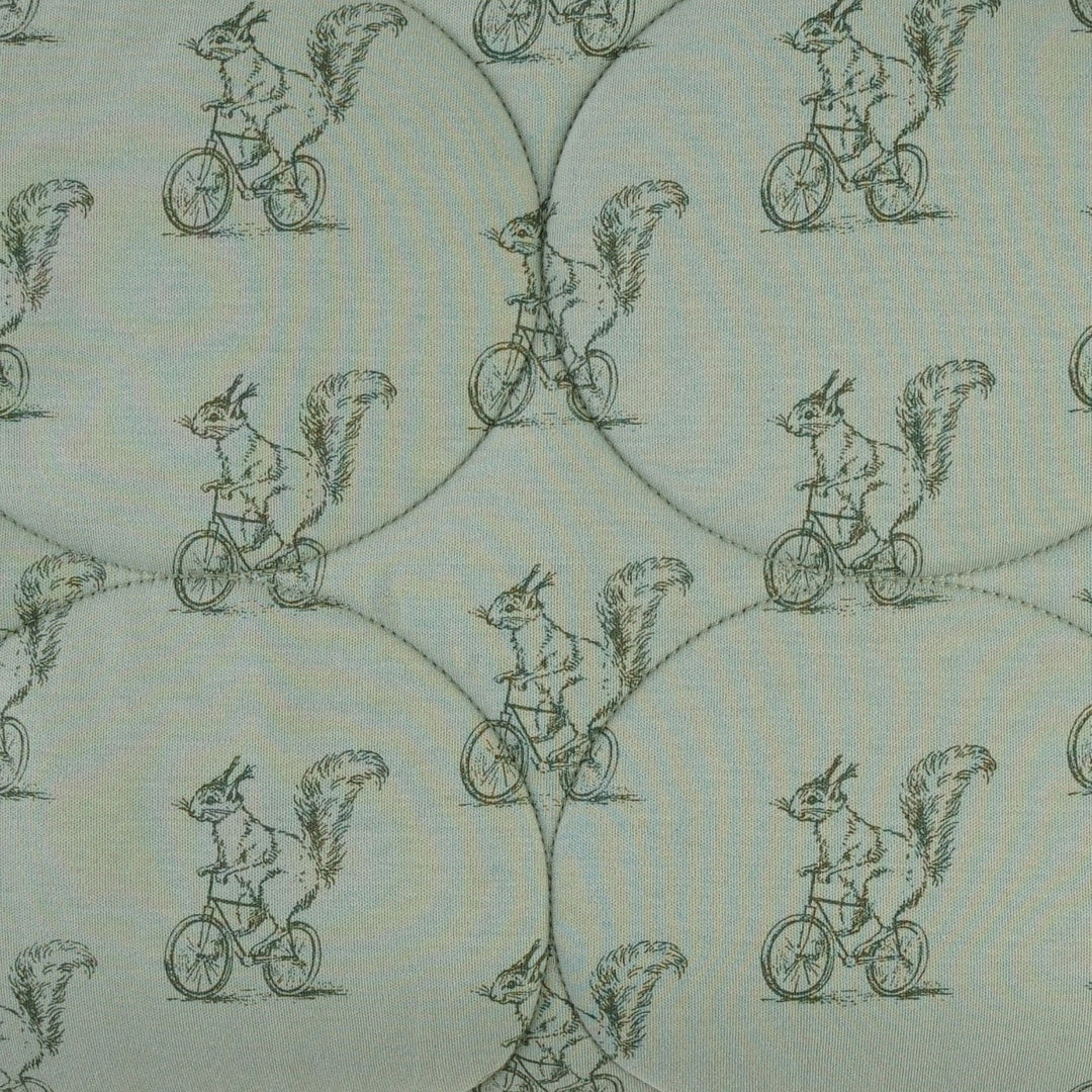 classic circle quilt | squirrels on bike | organic cotton interlock
