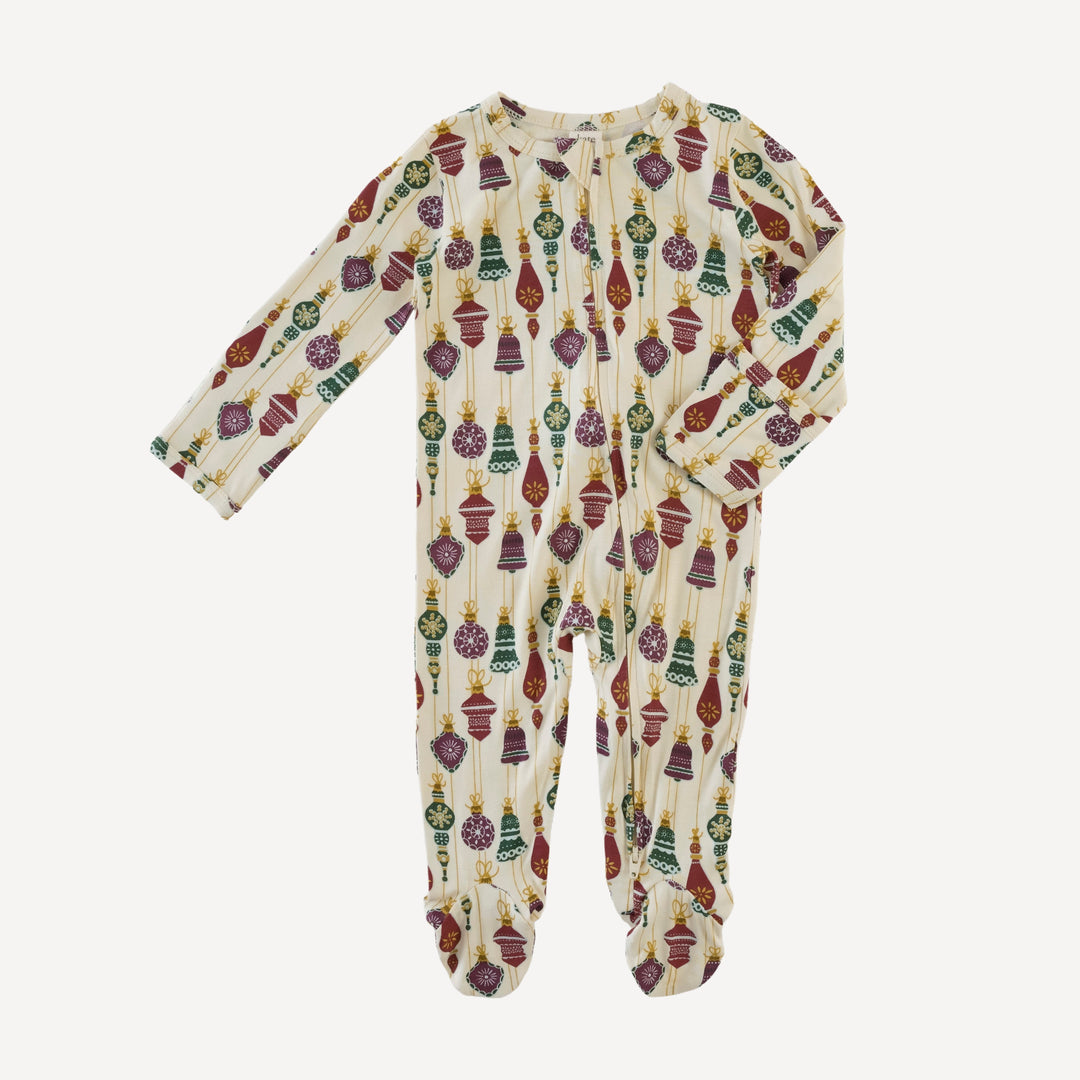 long sleeve two way zipper footie | vintage ornaments | bamboo