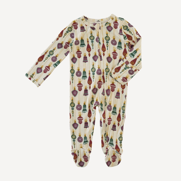 long sleeve two way zipper footie | vintage ornaments | bamboo