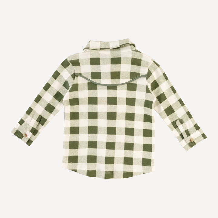 long sleeve urban cowboy shirt | green gingham | organic cotton interlock