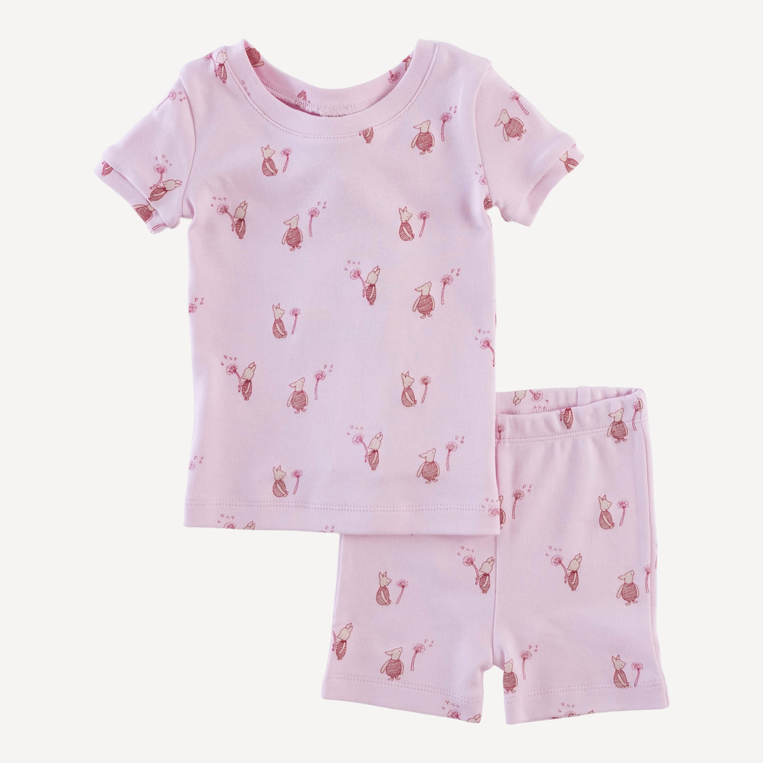 short sleeve crew neck shortie pj set | pink piglet | organic cotton interlock