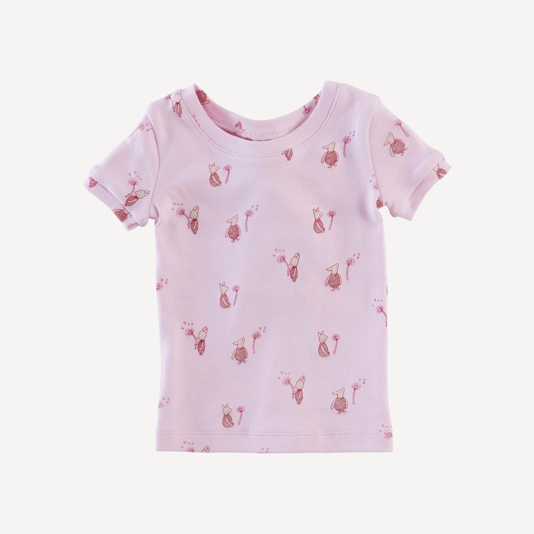 short sleeve crew neck shortie pj set | pink piglet | organic cotton interlock