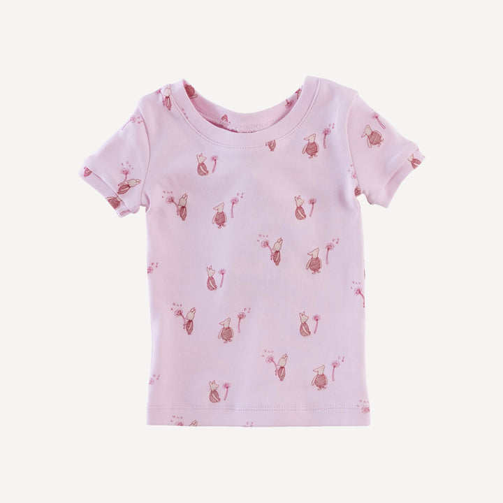 short sleeve crew neck shortie pj set | pink piglet | organic cotton interlock