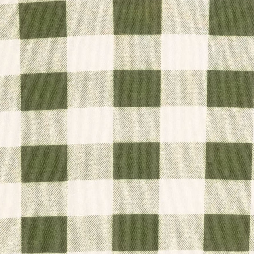 piped baseball jersey + relaxed short set | green gingham | organic cotton interlock
