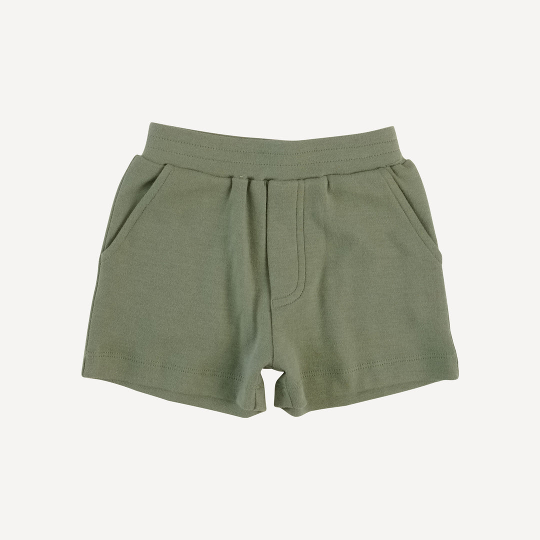 piped baseball jersey + relaxed short set | green gingham | organic cotton interlock