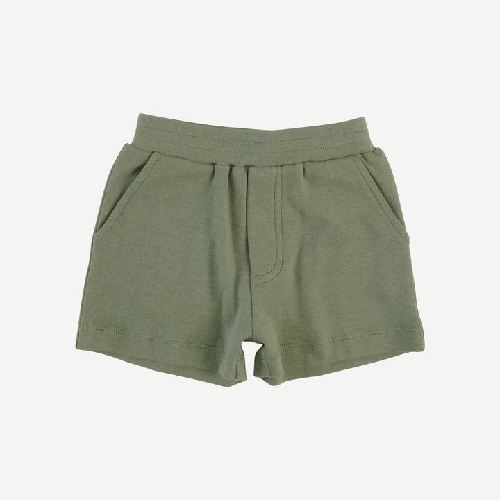 piped baseball jersey + relaxed short set | green gingham | organic cotton interlock