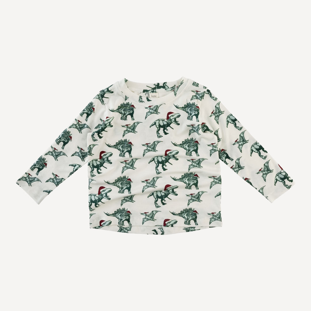 long sleeve essential boxy tee | santa dino | bamboo