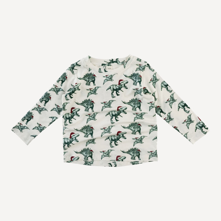 long sleeve essential boxy tee | santa dino | bamboo