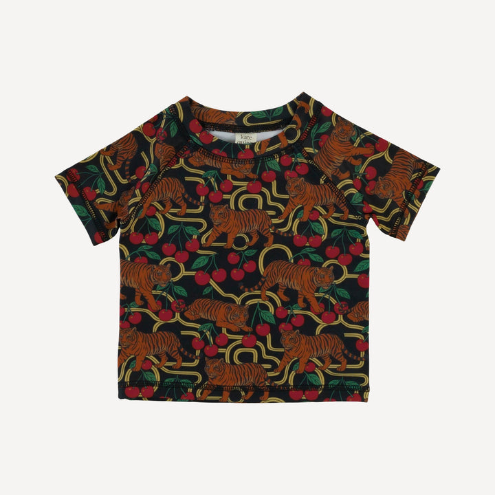 short sleeve rash guard tee | tiger + cherries | swim