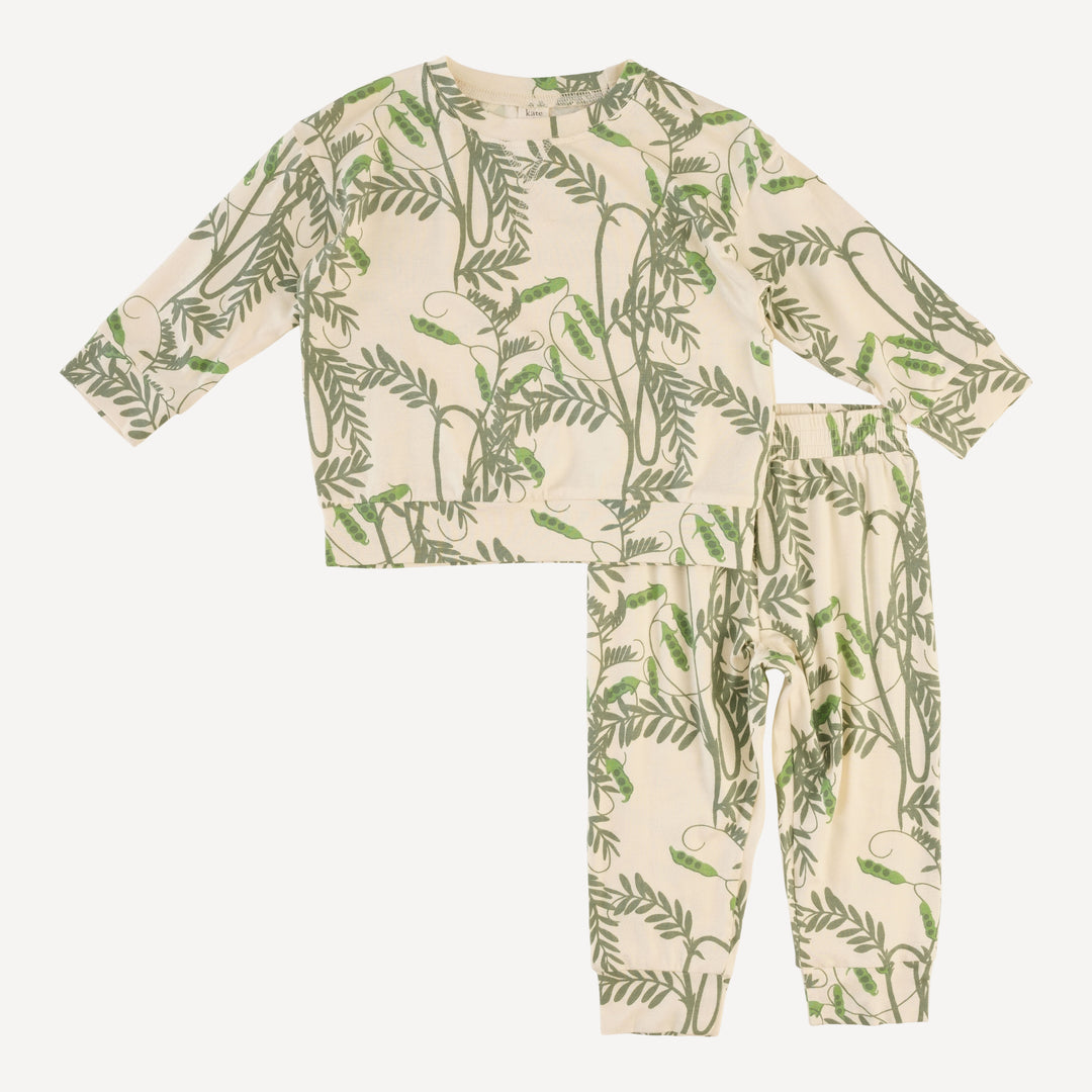 long sleeve cuffed jogger set | pea pods | bamboo