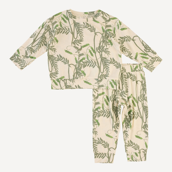 long sleeve cuffed jogger set | pea pods | bamboo