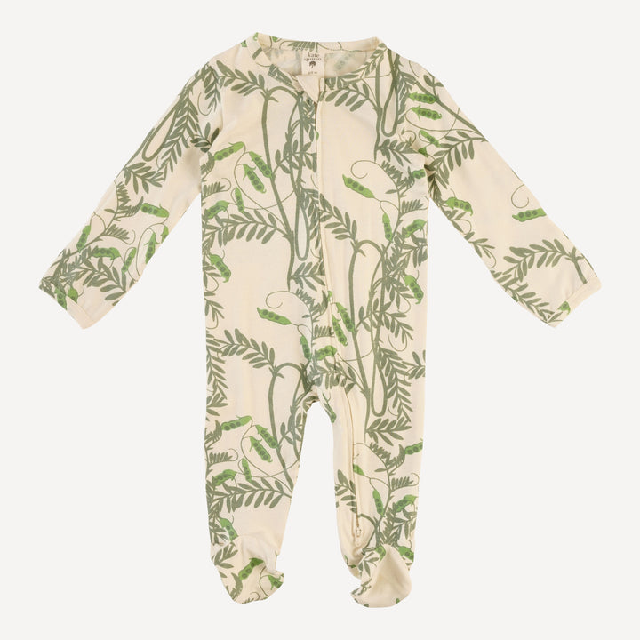 long sleeve two way zipper footie | pea pods | bamboo