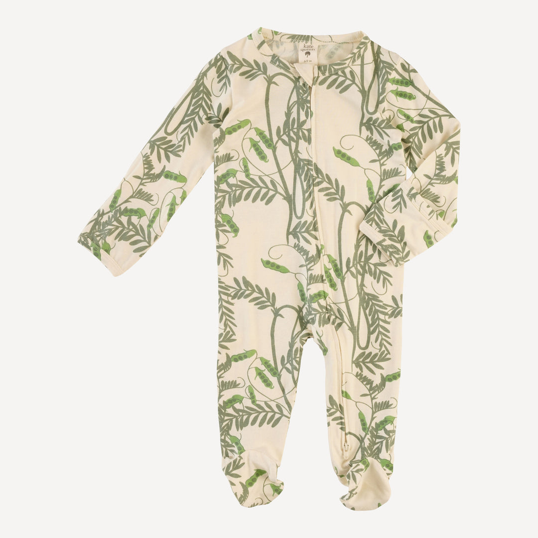 long sleeve two way zipper footie | pea pods | bamboo