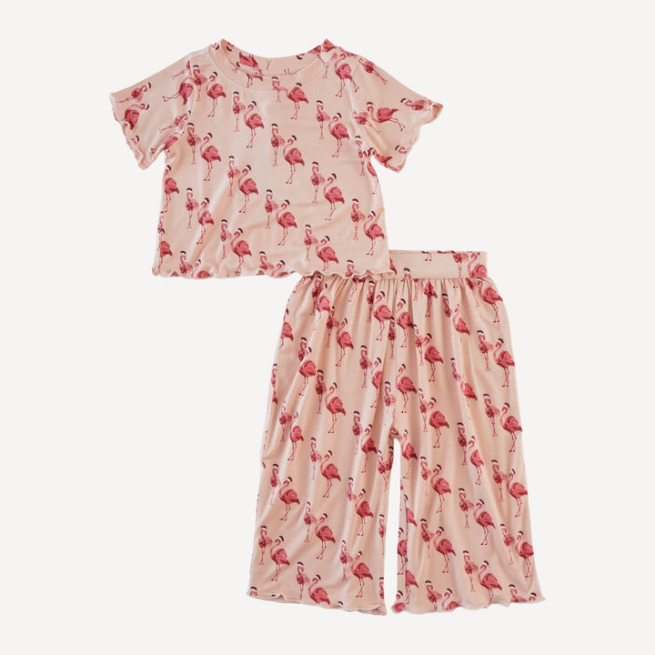short sleeve jade set | flamingo santa | bamboo