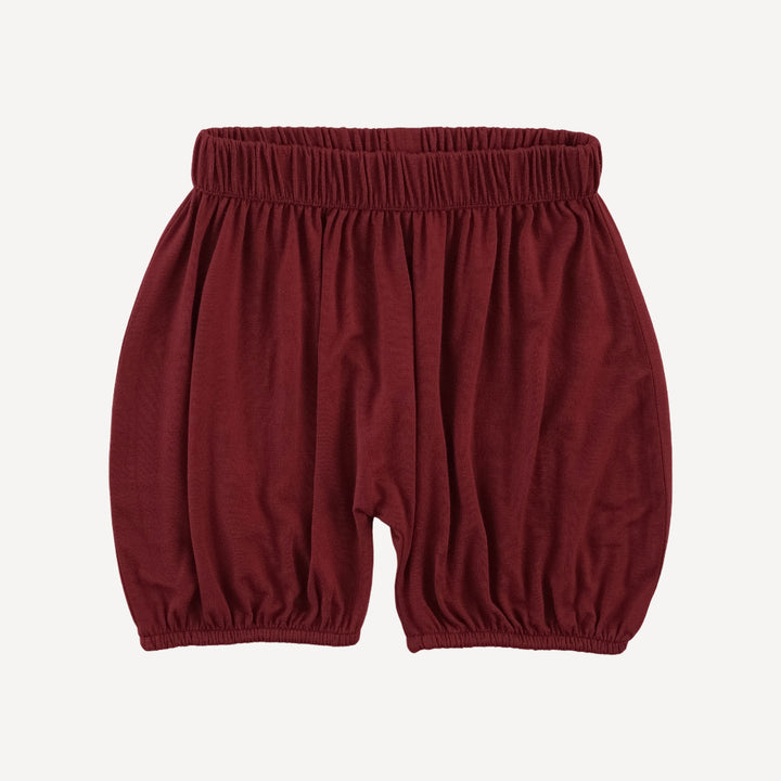 long sleeve gathered ruffle yoke dress + bloomer set | winter berry | bamboo