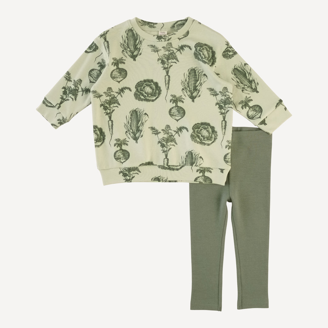 oversized sweatshirt + legging set | green veggies | organic cotton interlock