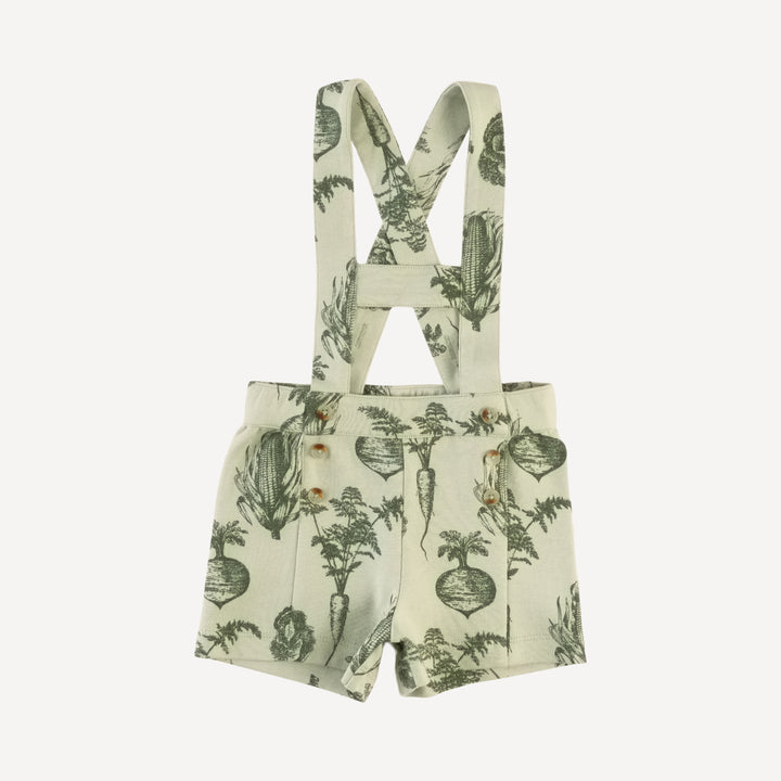 hansel suspender short | green veggies | organic cotton interlock