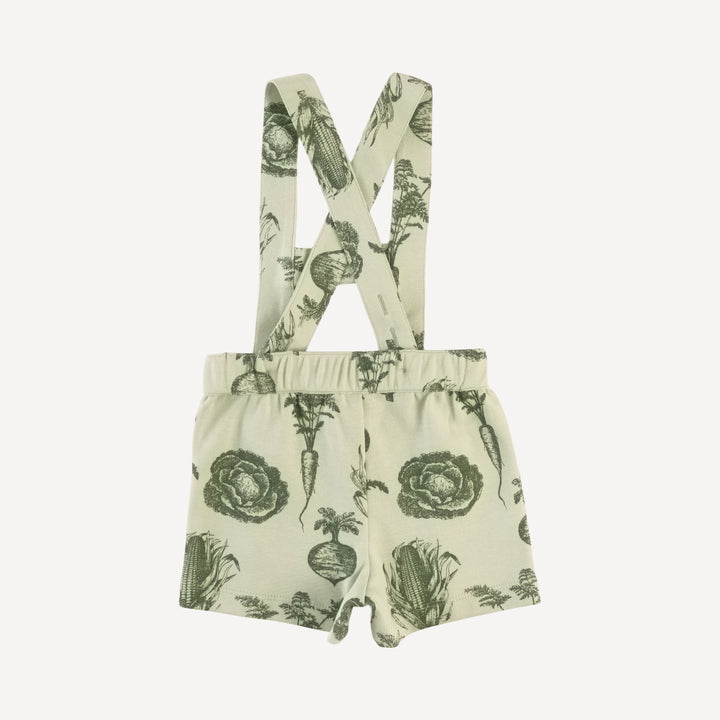 hansel suspender short | green veggies | organic cotton interlock