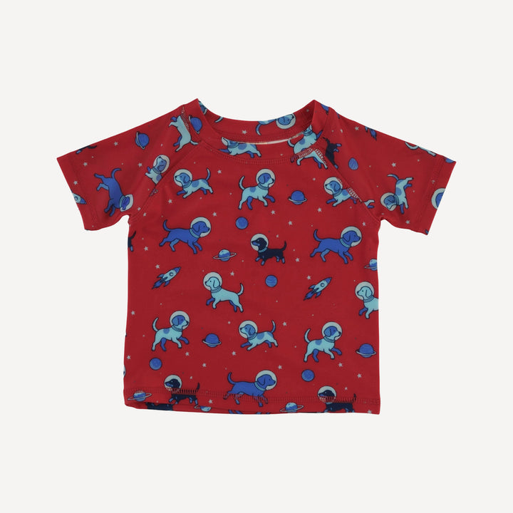 short sleeve rash guard tee + short set | space pups | swim