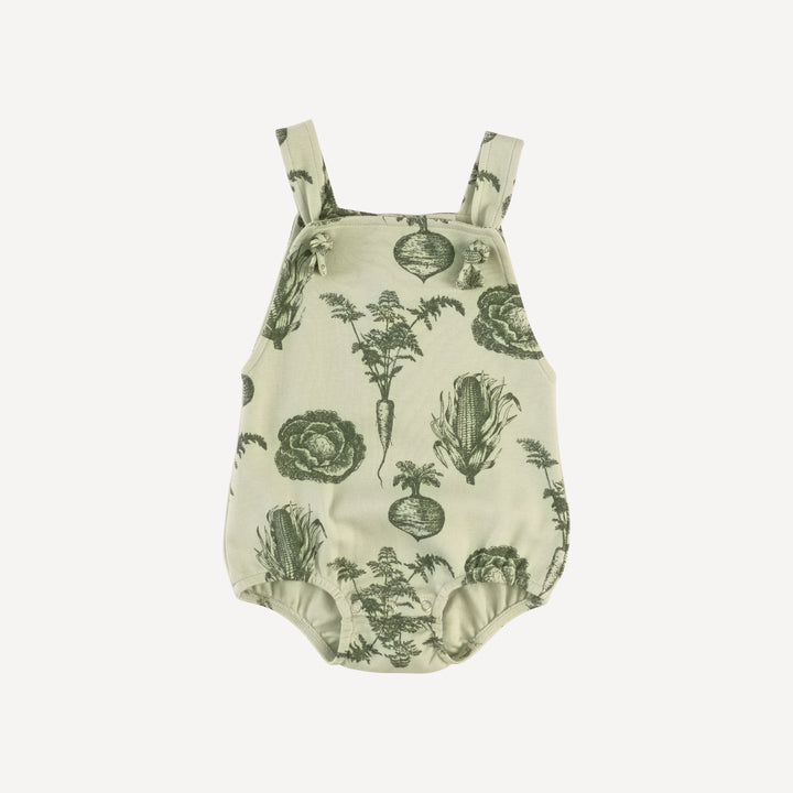 tie overall bubble | green veggies | organic cotton interlock