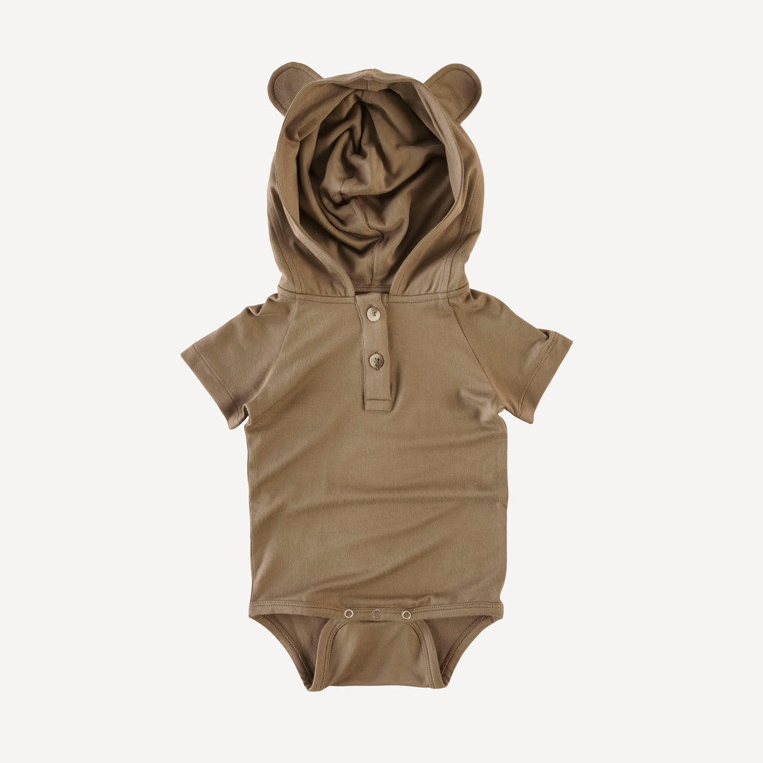 short sleeve henley bear bodysuit | dusk | bamboo