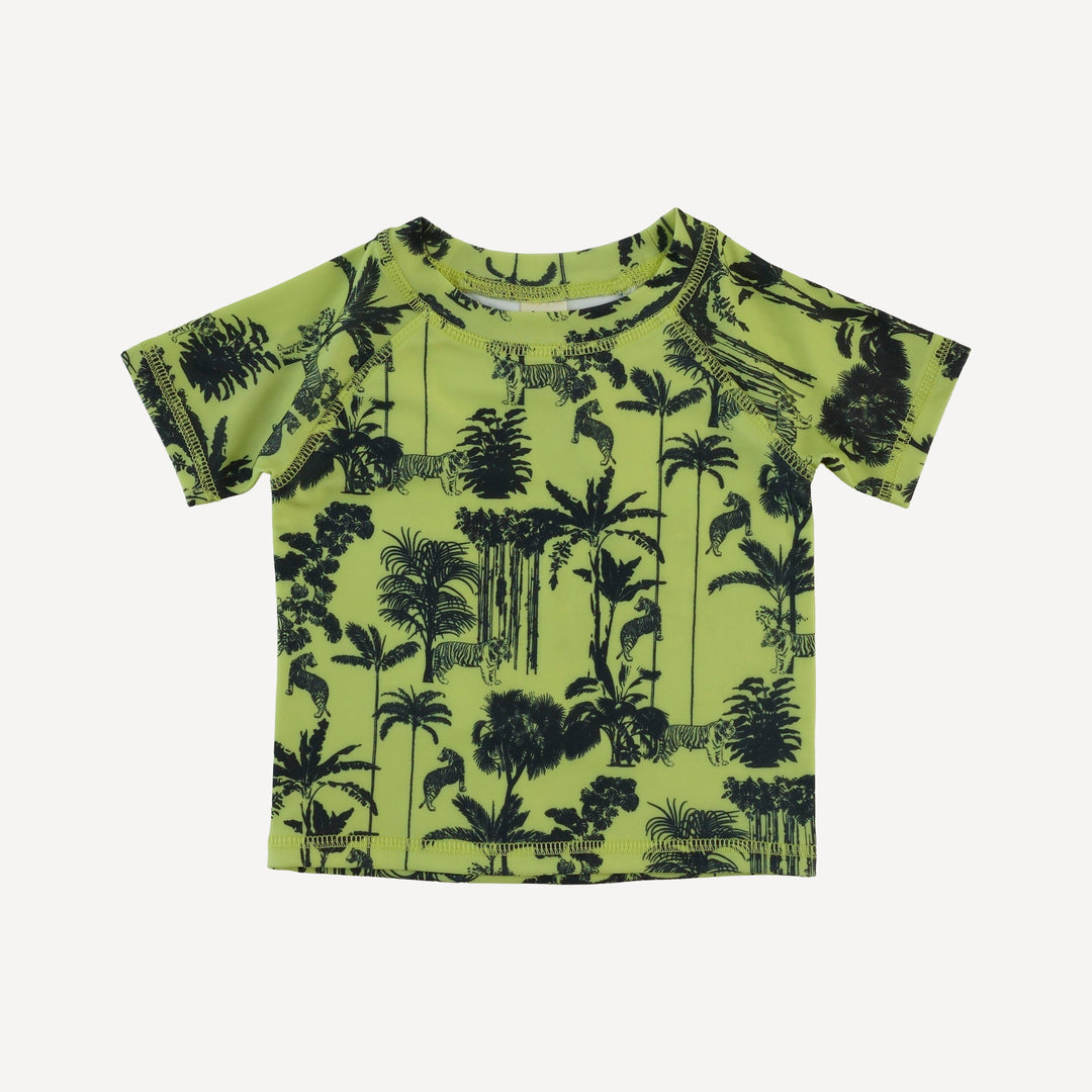 short sleeve rash guard tee + short set | lime jungle | swim