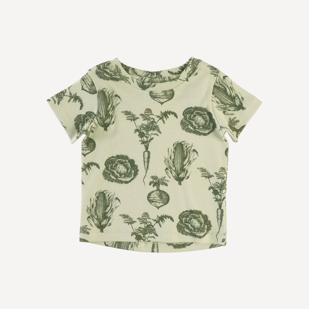 short sleeve essential boxy tee | green veggies | organic cotton interlock