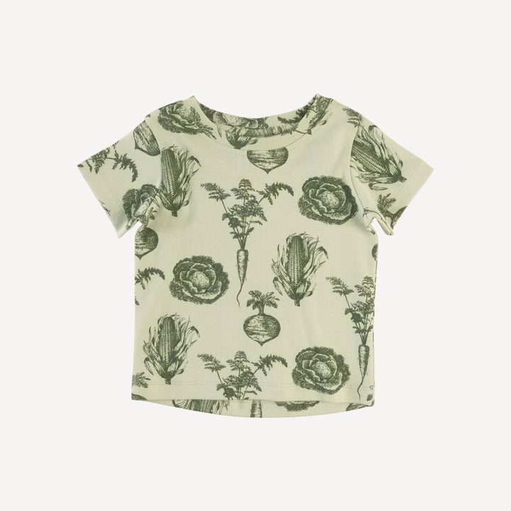 short sleeve essential boxy tee | green veggies | organic cotton interlock