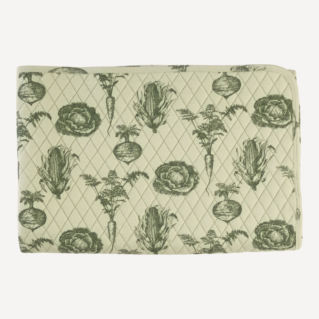classic diamond quilt | green veggies | organic cotton interlock