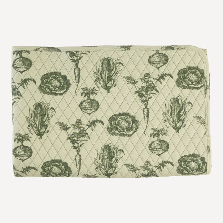 classic diamond quilt | green veggies | organic cotton interlock