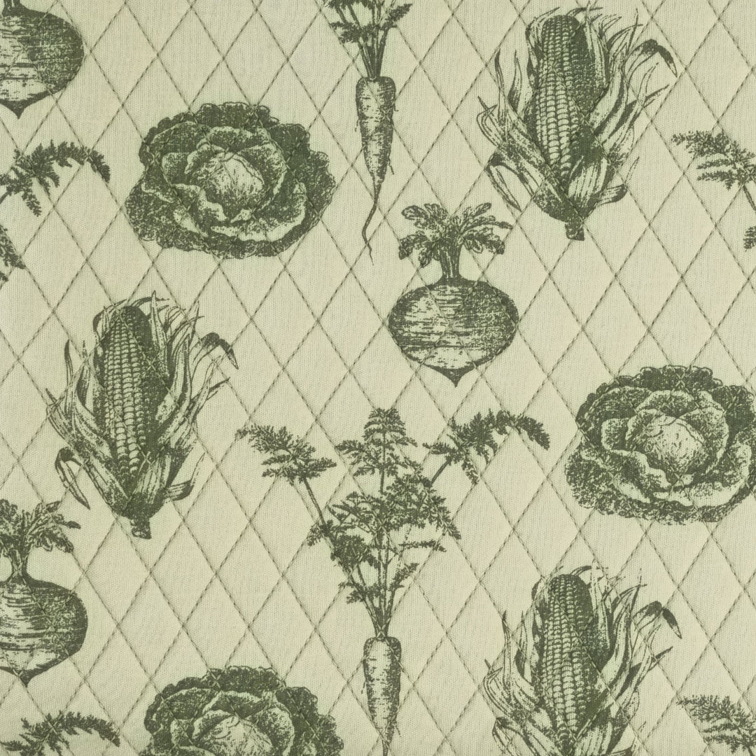 classic diamond quilt | green veggies | organic cotton interlock