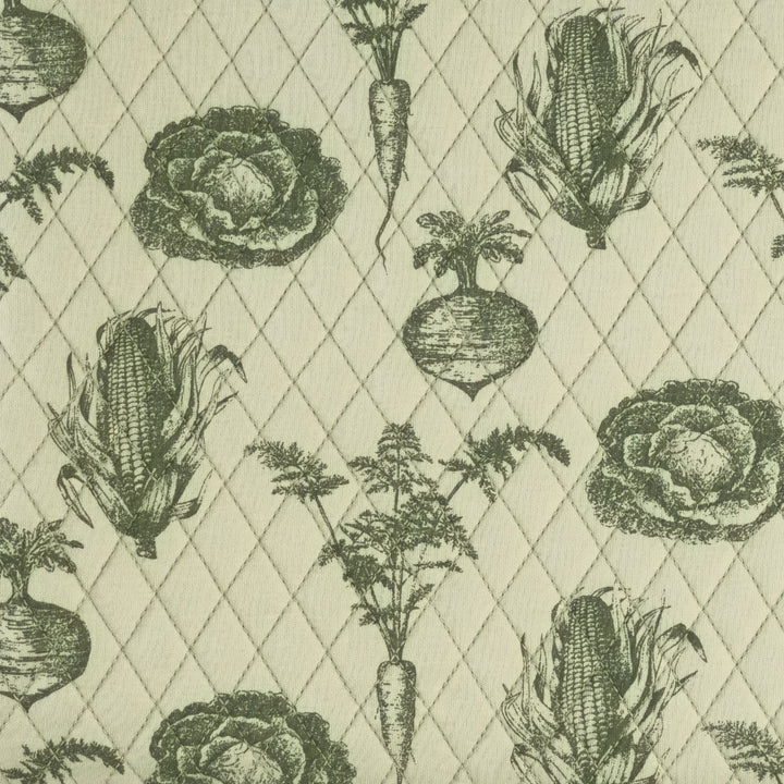 classic diamond quilt | green veggies | organic cotton interlock