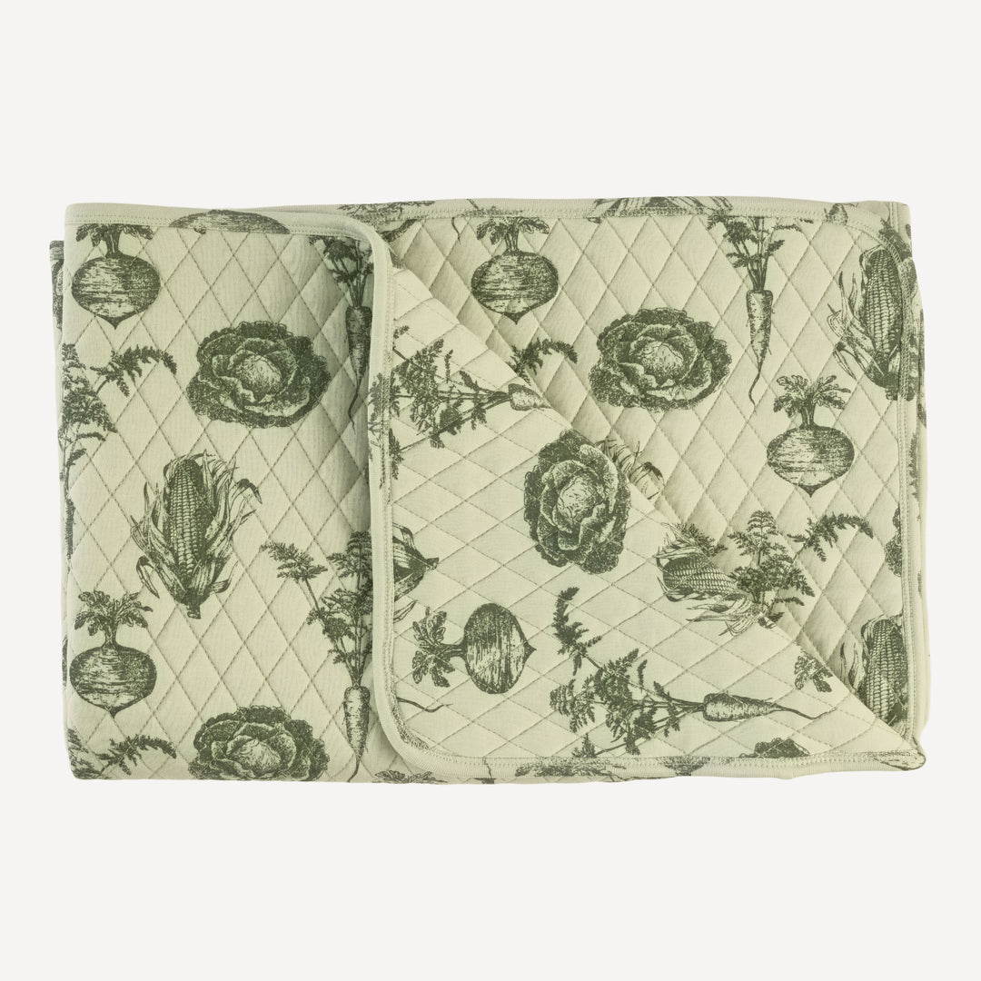 classic diamond quilt | green veggies | organic cotton interlock