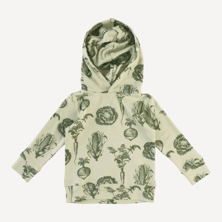 long sleeve essential skinny hoodie | green veggies | organic cotton interlock