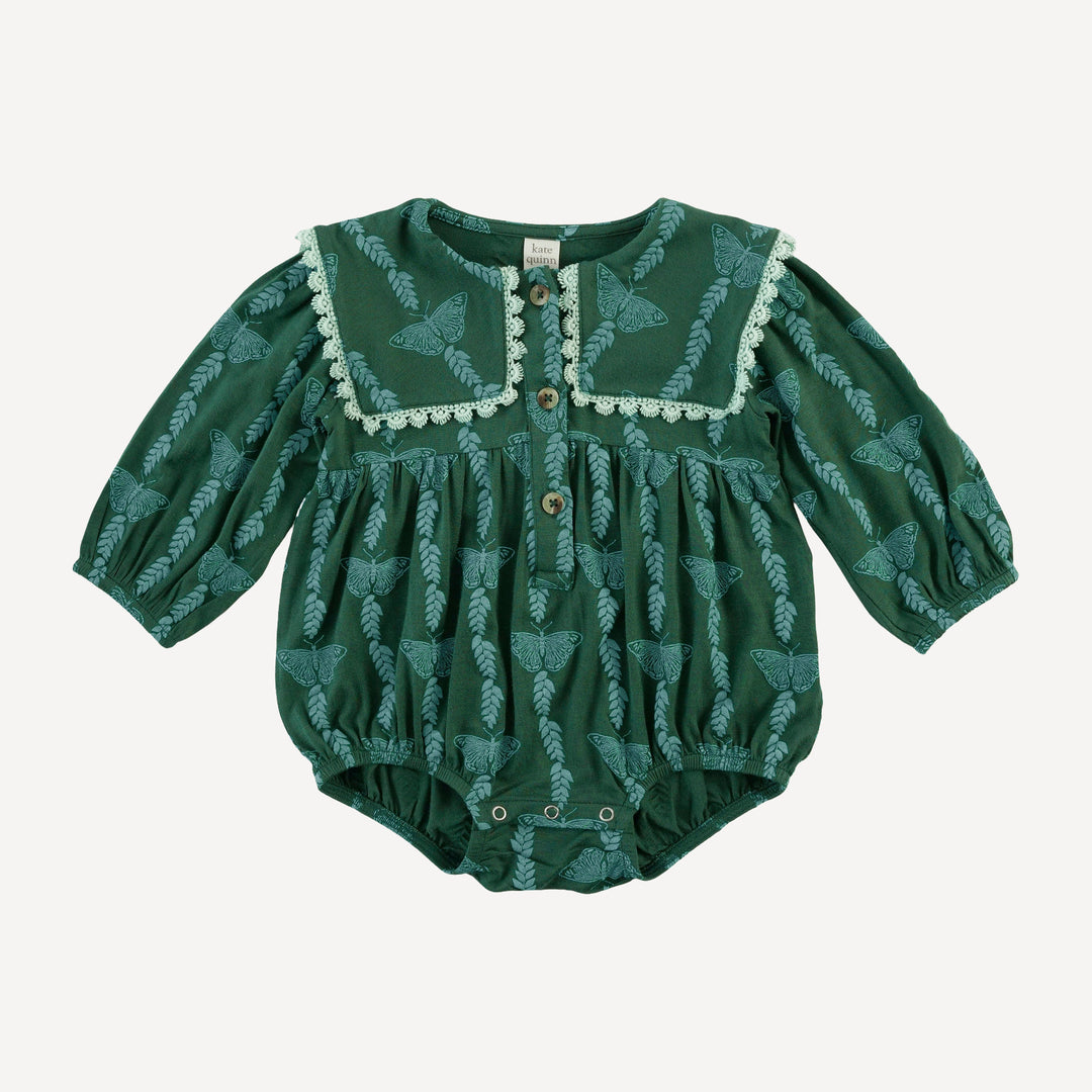 long sleeve square collar bubble | juniper butterfly vine | bamboo