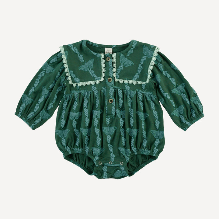 long sleeve square collar bubble | juniper butterfly vine | bamboo