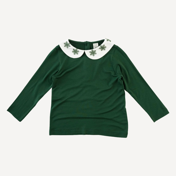 long sleeve peter pan embroidered tee | mountain view | bamboo