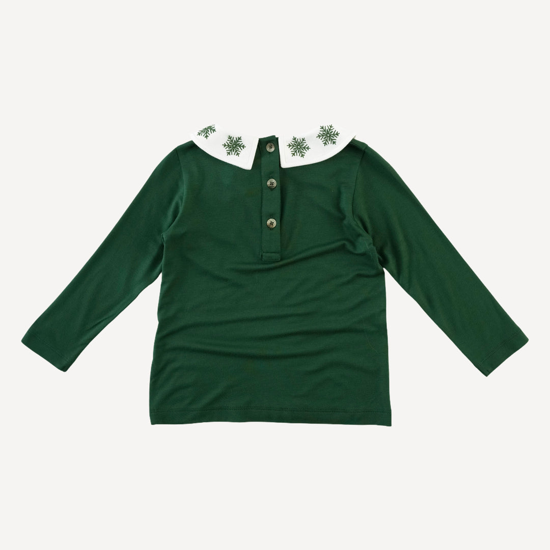 long sleeve peter pan embroidered tee | mountain view | bamboo