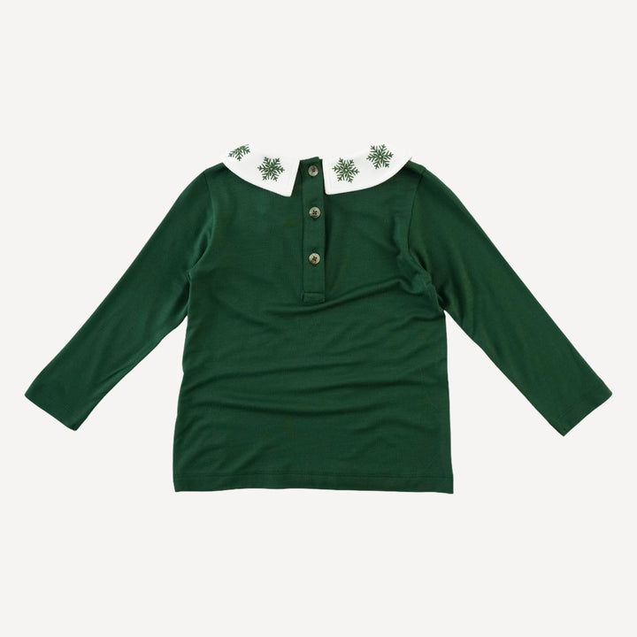 long sleeve peter pan embroidered tee | mountain view | bamboo