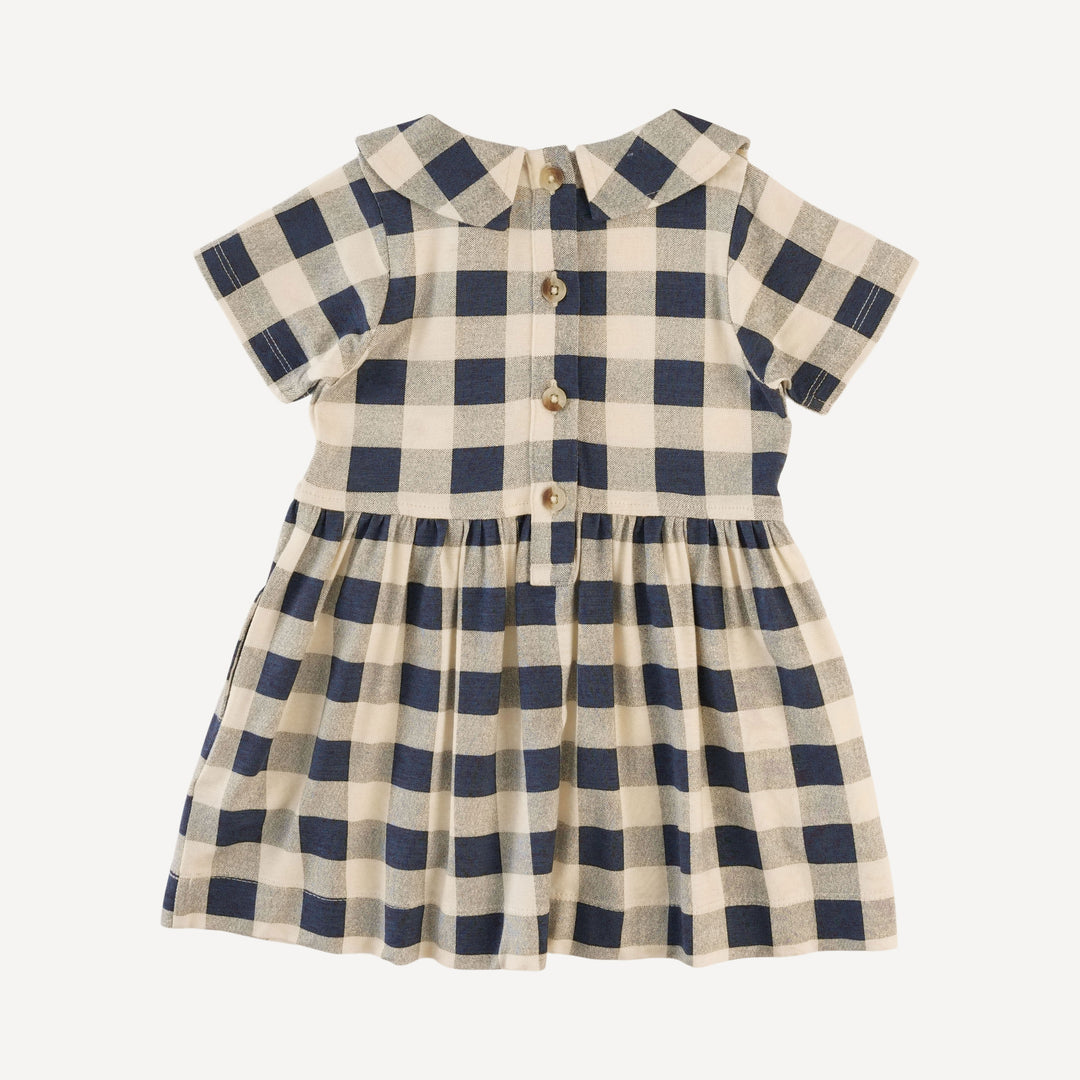 short sleeve peter pan dress | blueberry gingham | bamboo